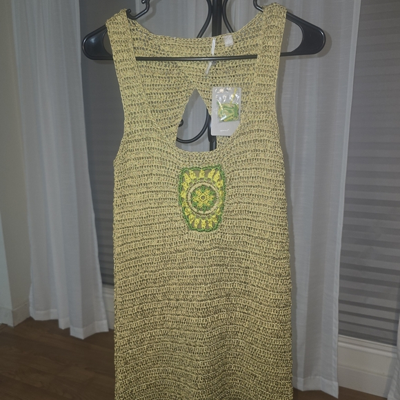 Anthropologie Crochet Midi Dress with Yellow and Green Accents - Picture 3 of 14